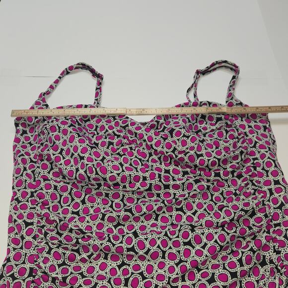 A&H Sportswear Womens 26W Tankini Top Plus Size Swimsuit Pink Black Polka Dots - Picture 15 of 16